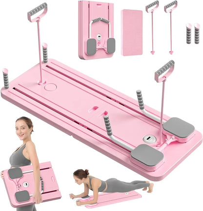 Wellshow Pilates Board, Pilates Reformer Set, Multifunction Foldable Pilates Reformer Board for Home 5 In1 Pilates Sliding Board