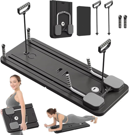 Wellshow Pilates Board, Pilates Reformer Set, Multifunction Foldable Pilates Reformer Board for Home 5 In1 Pilates Sliding Board
