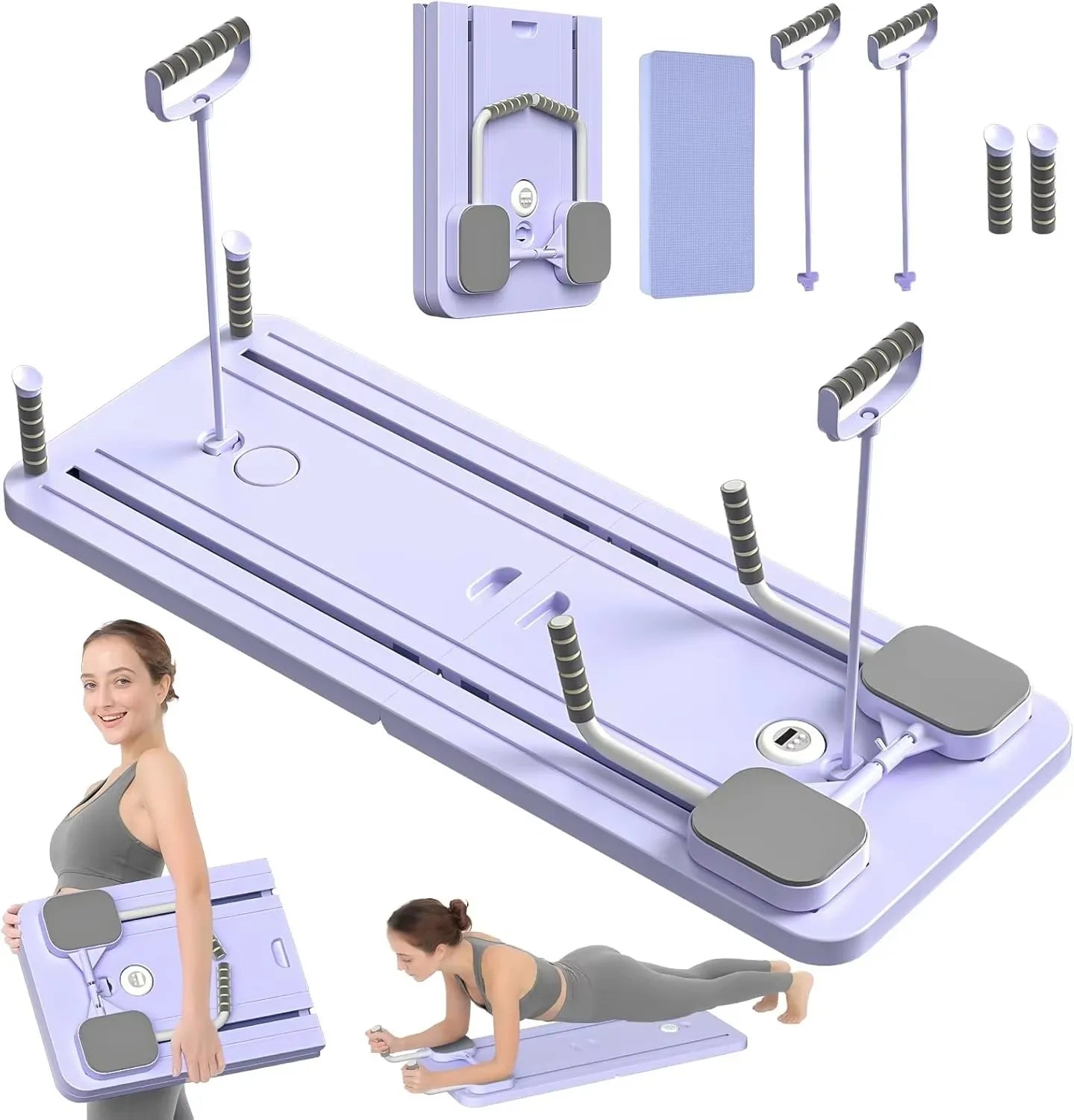 Wellshow Pilates Board, Pilates Reformer Set, Multifunction Foldable Pilates Reformer Board for Home 5 In1 Pilates Sliding Board