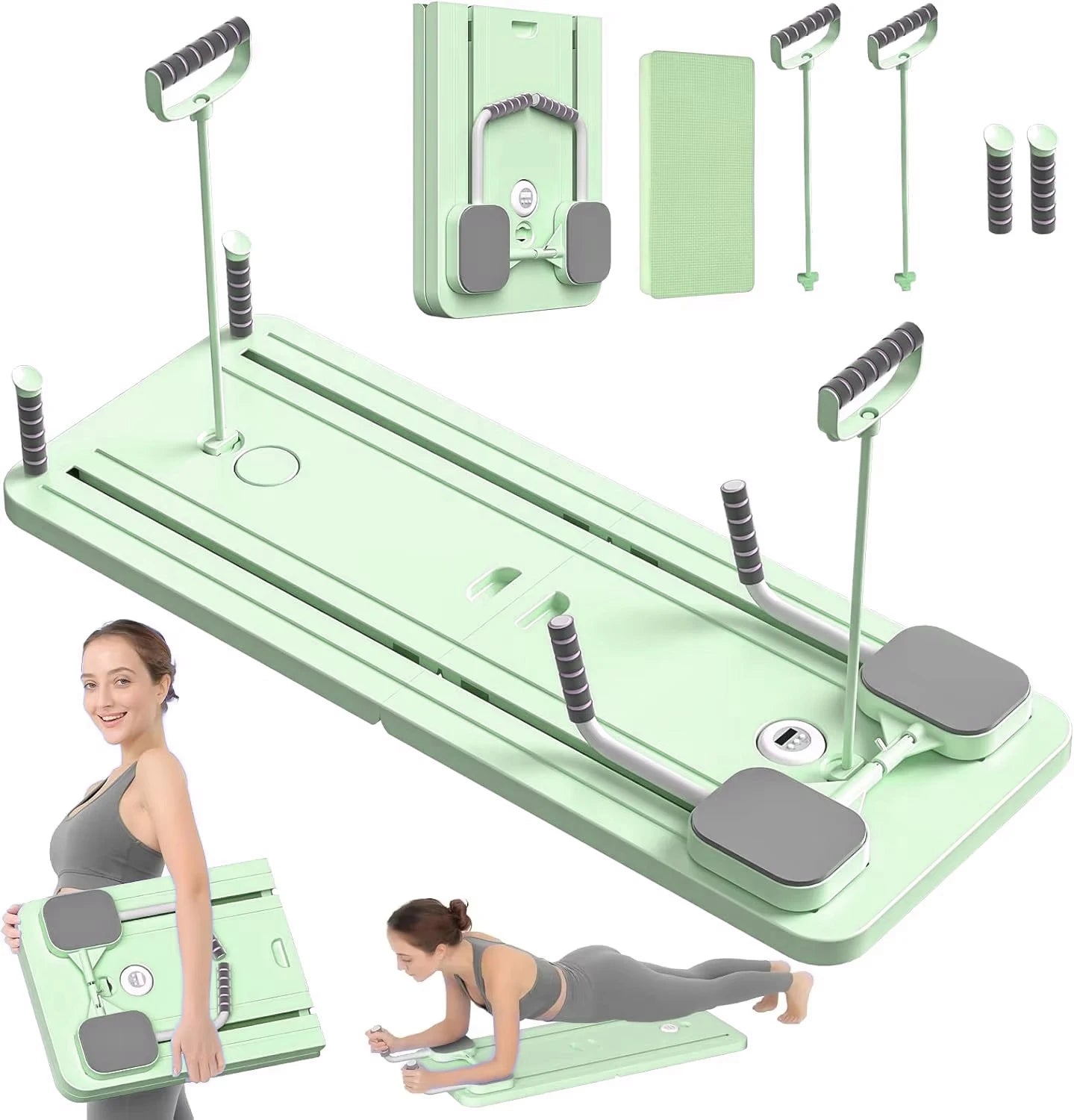 Wellshow Pilates Board, Pilates Reformer Set, Multifunction Foldable Pilates Reformer Board for Home 5 In1 Pilates Sliding Board