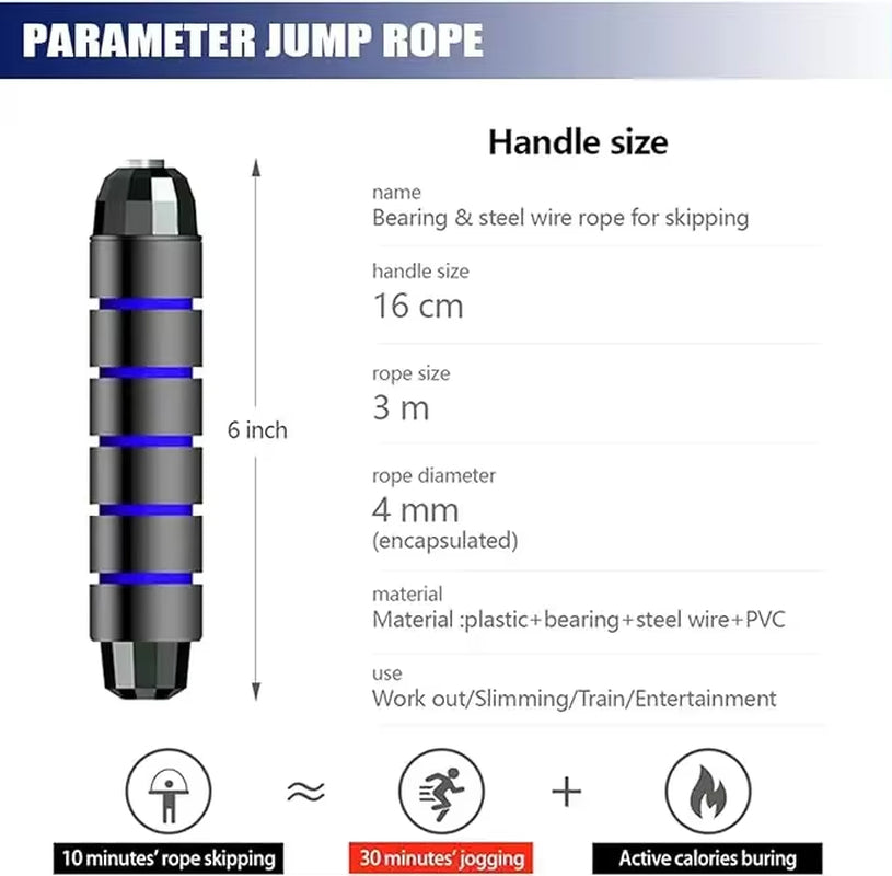 2.8/3M Ropes to Jump Crossfit Portable Fitness Equipment Aerobics Fast Steel Wire Jump Rope Boxing Yoga for Woman Man Weightloss