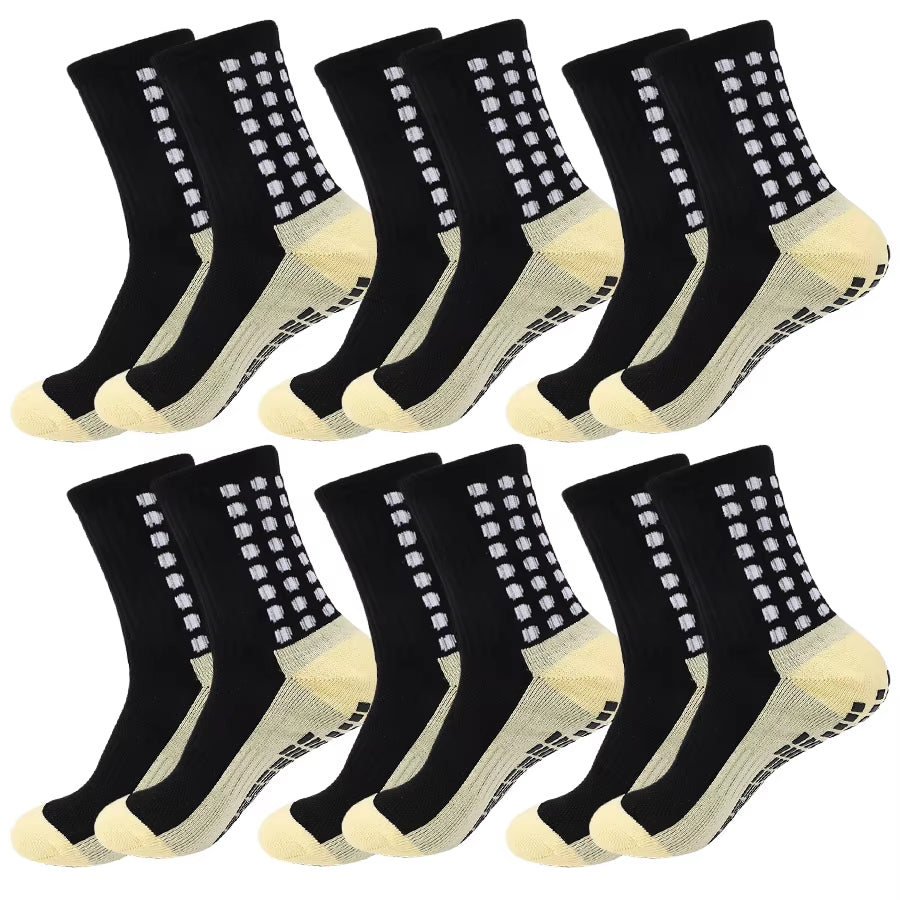 6 Pairs Men Women Non Slip Grip Socks Football Basketball Soccer Rugby Baseball Cycling Running Hiking Tennis Skateboard